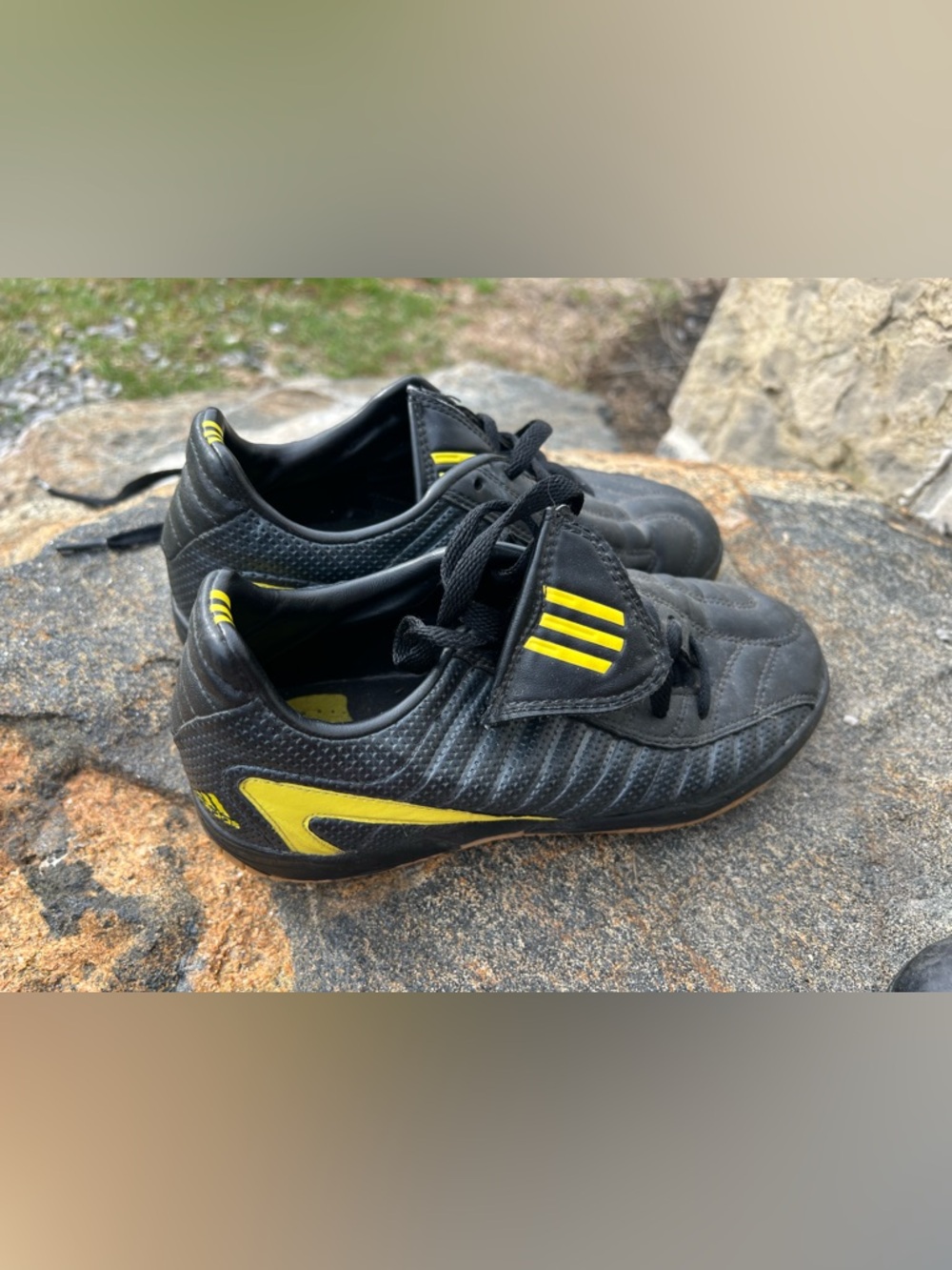 Black & Yellow Youth Soccer Indoors - Three-Stripe Detail